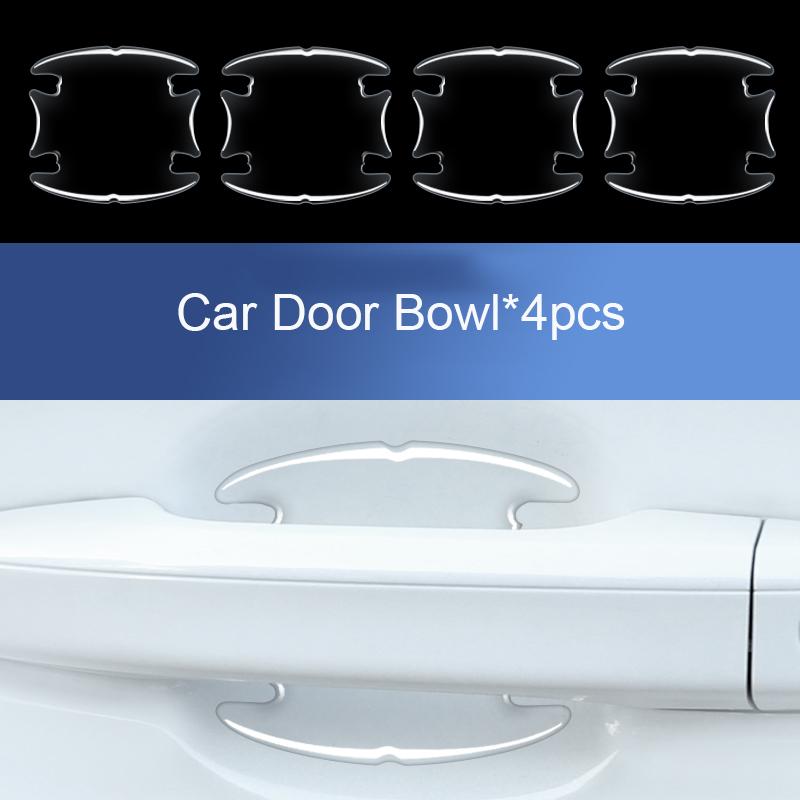 4pcs Car Door Handle Bowl Scratch Protective Stickers Universal Invisible Car Sticker Bumper Anti-collision Protection