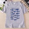 Vintage Sharks of The World T Shirt Ocean Nature Graphic Tee Cotton Short Sleeve Printed Tshirts Casual Unisex Clothes Tops