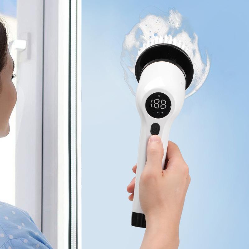 Electric 8-in-1 Retractable Cleaning Brush with LCD Display