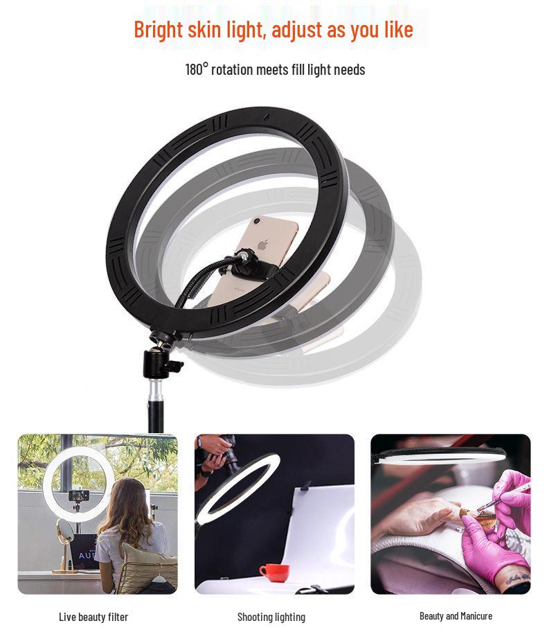 Floor-Standing Multifunctional Phone Holder with Fill Light for Live Streaming and Beauty Enhancement