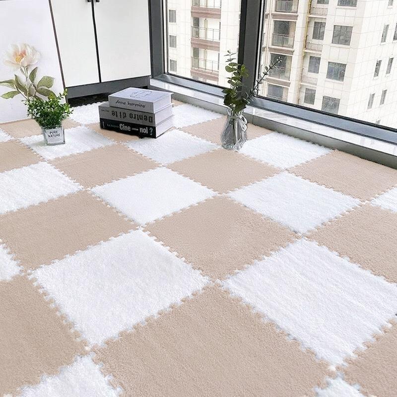 24PCS Solid interlocking foam mat - non slip EVA bedroom crawl floor mat living room decorative carpet