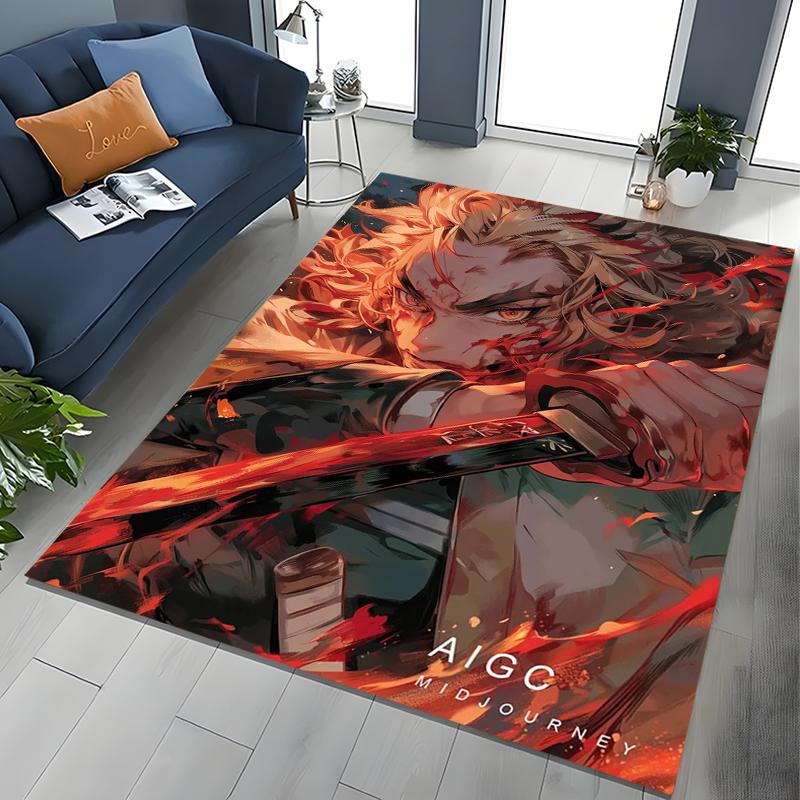 2026 New Retro D-Demon-Slayer Cartoon Gift Rug for Bedroom Living Room Sofa Home Doormat Decor , Kids Play Non-slip Floor Mat