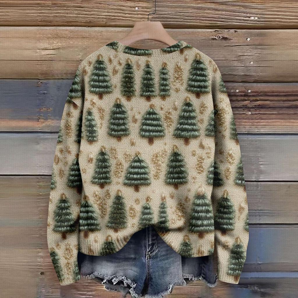 Maglioni Pullover a Maniche Lunghe da Donna Girocollo Casual Carino Stampa Maglia Maglione Oversize