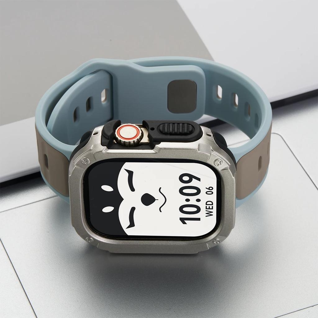 Strap+Case for Apple Watch 49mm 44 45 46MM TPU+PC Protector Bumper Silicone Band for Iwatch Series 10 9 8 7 6 5 4 Se Ultra 1 2