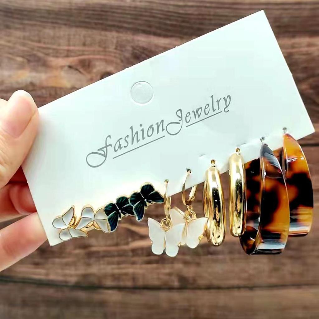 Gold-Pearl Punk Hoop Earrings Set for Women