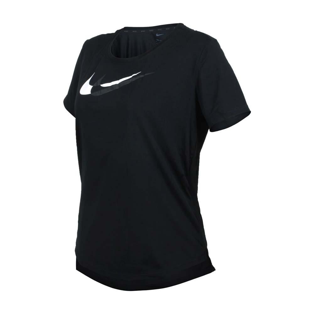 Nike Solid Logo Print Crew Neck T-Shirt Women Tops Black DD6479-010