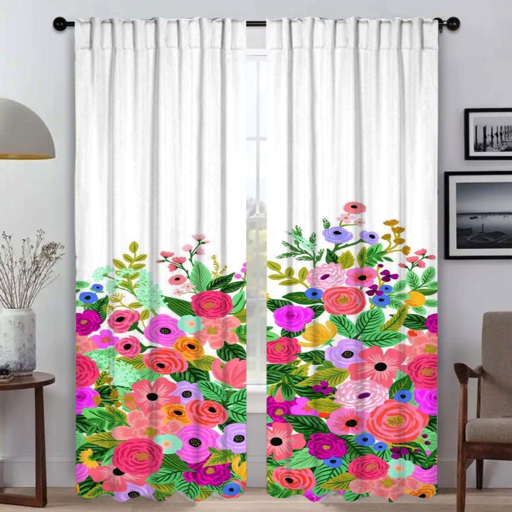 

A Little Flowers Window Curtain for Room 2 Panel Tulle for Bedroom Elegant Room Curtains Blinds Shades Partition Living Kitchen W50xH70cmx2pcs-CL