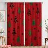 2pcs,2D Plane Printing Popular Curtain Panels Christmas Tree Snowflake Red Versatile Fabric (without Rod) Gifts for Bedroom,