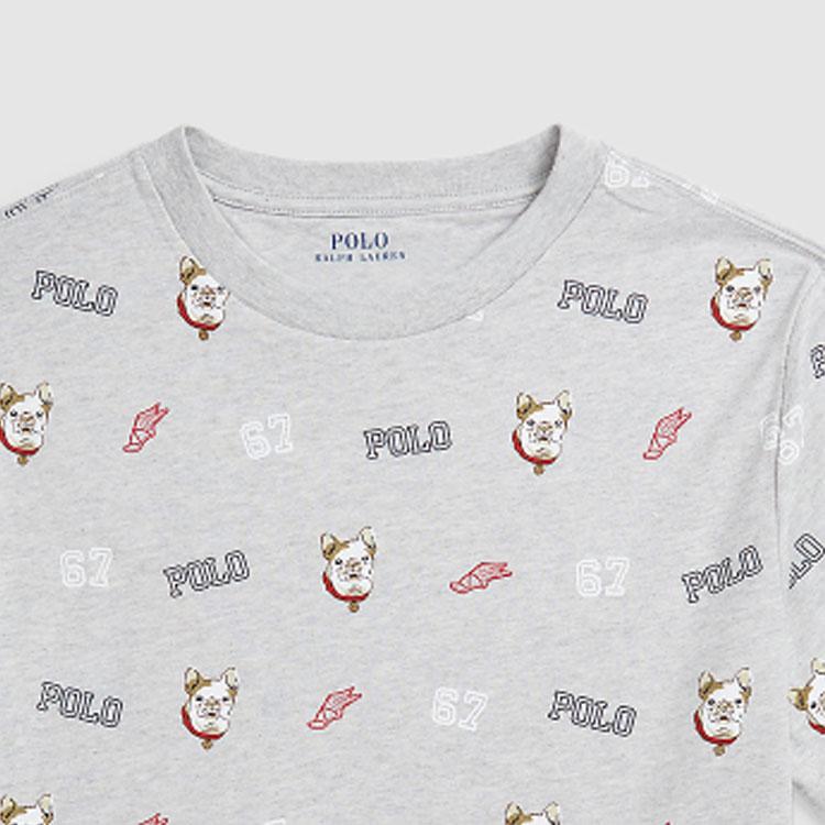 Polo Ralph Lauren T-Shirt Ss24 Letter Dog Print Crew Neck Casual Short Sleeve Kids Tops Gray CWPOTSHY8020803-020