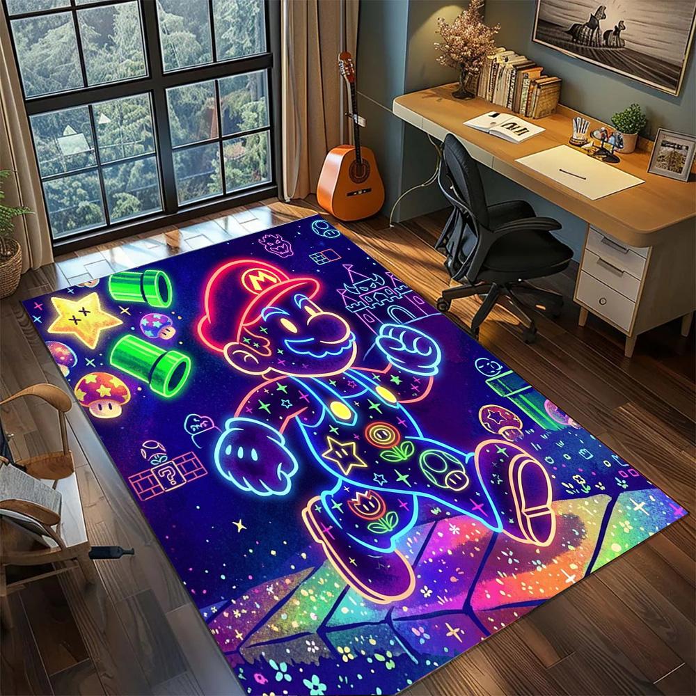 Super Mario Large Area Decorative Rug Carpet Non Slip Washable Floor Mat Gamer Bedroom Home.-TING