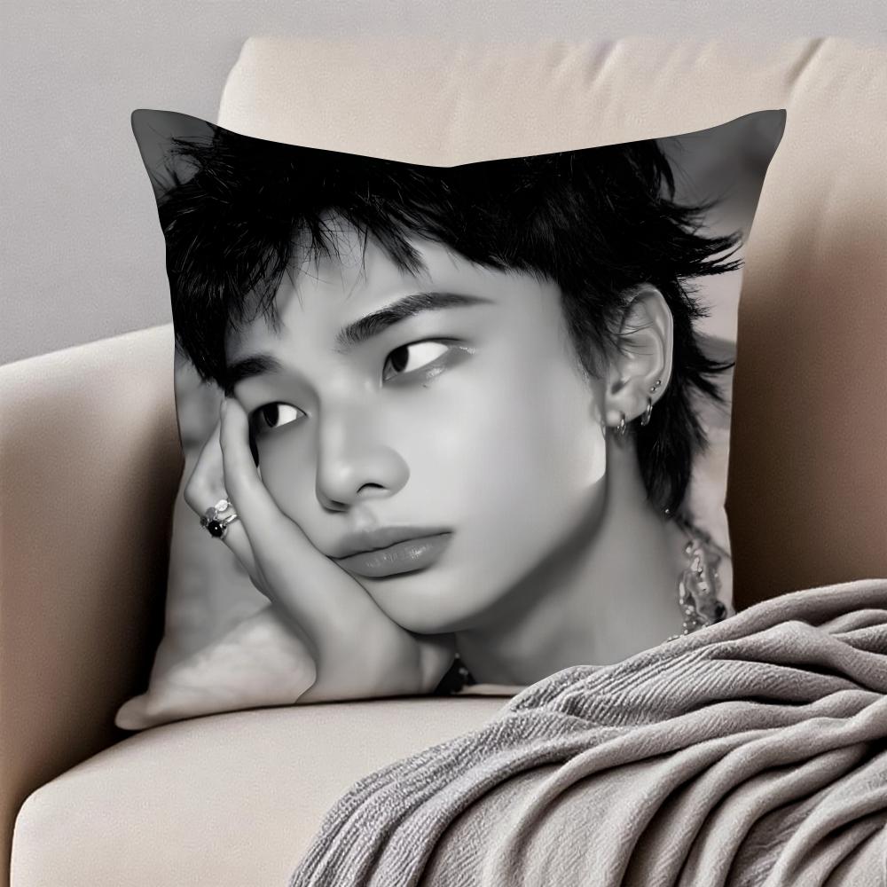 Handsome Kpop Idol HHwang HyunJin Cushion Cover Pillowcase Antidustmite Invisible Zipper Short Plush Sofa Cushion