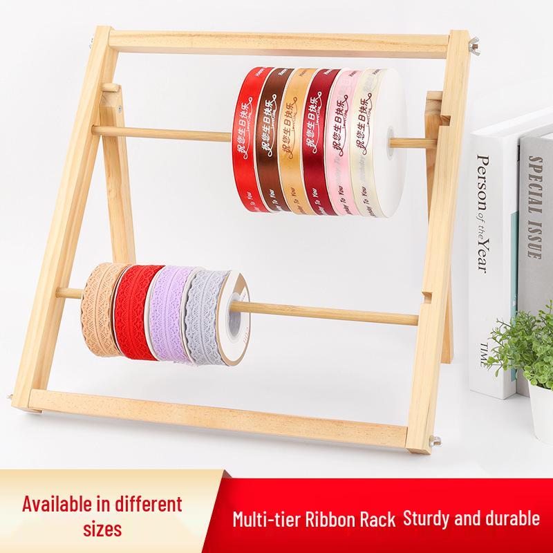 In-Stock Wooden Ribbon and Thread Storage Rack for Cake and Flower Shops