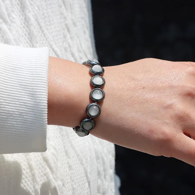 8mm Náramek Kočičí oko Nový Náramek z přírodního hematitu Trendy Energetické Prstenové Náramky pro Muže Ženy Léčivé Ochranné Šperky Dárek