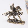 Brass General Figurine Retro Guan Yu On War Horse Statue Distressed Desktop Sculpture Collectible