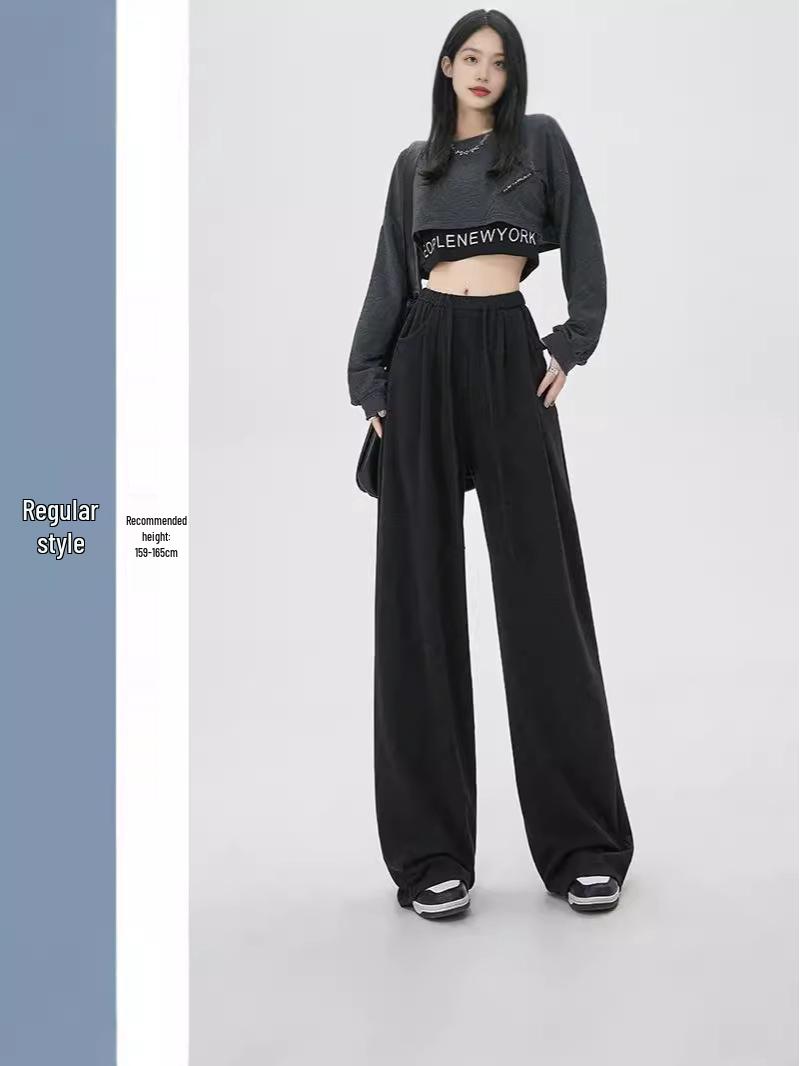 

Women s Autumn/Winter High-Waisted White Wide-Leg Glutinous Rice Pants - Loose, Casual, Straight-Leg Design XL