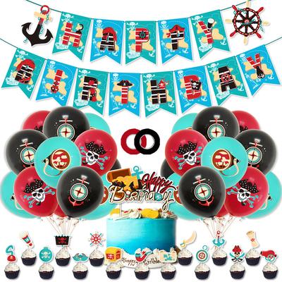 Pirate Party Decorations Include Banner Cake Toppers Latex&Aluminum Foil Balloon