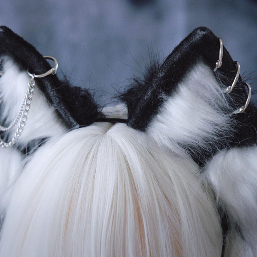 Plush Wolf Headbands With Cat Ears Alternative Fashion Festival Hair Hoop for Photoshoots Or Casual Outings