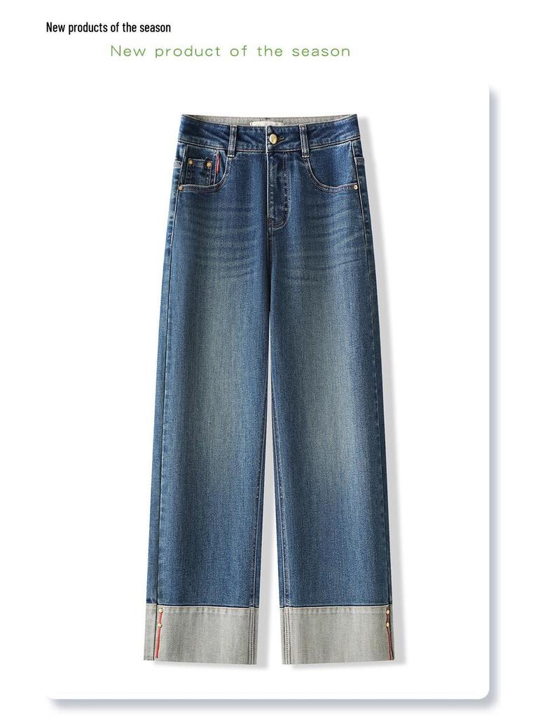 Damen Umschlagjeans Schmal & Weitbein: 2025 Frühling/Herbst Retro-Stil