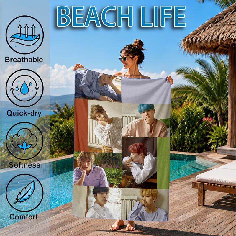 K-pop music group Beach Towel, Microfiber Beach Towel, Perfect For Pool, Beach, Travel, Home Decor Beach Party Fan gifts