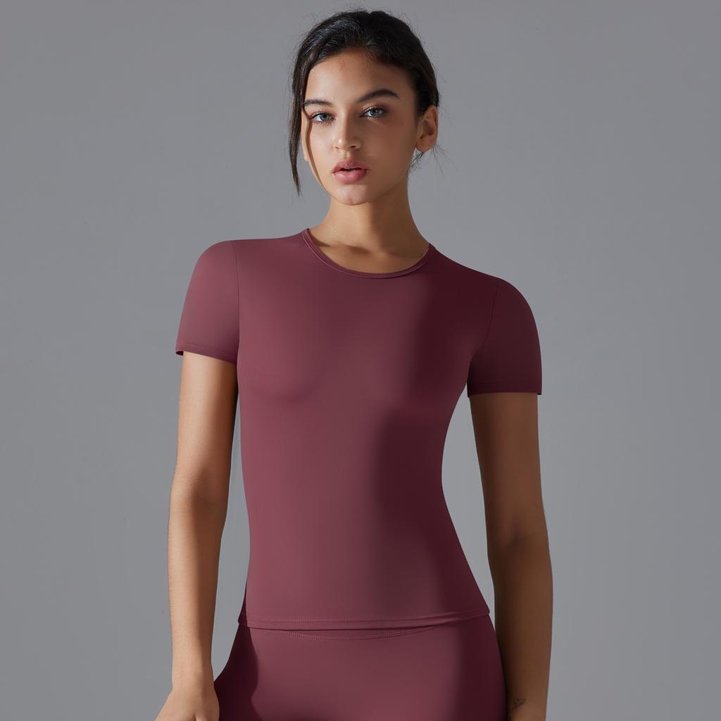 Nessaj Slim Women Short Sleeve Shirts Summer Short Sleeve Top Elasticity Casual T Shirts