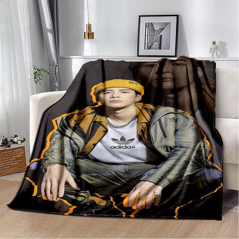 3D Jackson Wang Sångare Stjärna Mjuk Plyschfilt, Flanellfilt Kastafilt för Vardagsrum Sovrum Säng Soffa Picknick Barnpresent