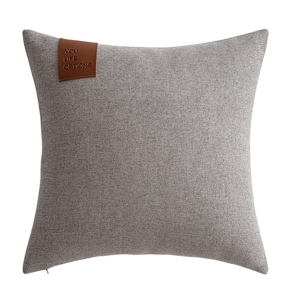 

Modern 40/50cm Splicing Throw Pillow Cover Linen Soft Waist Cushion Cover Solid Color Comfortable Sofa Pillowcase Home Decor 40x40cm сірий