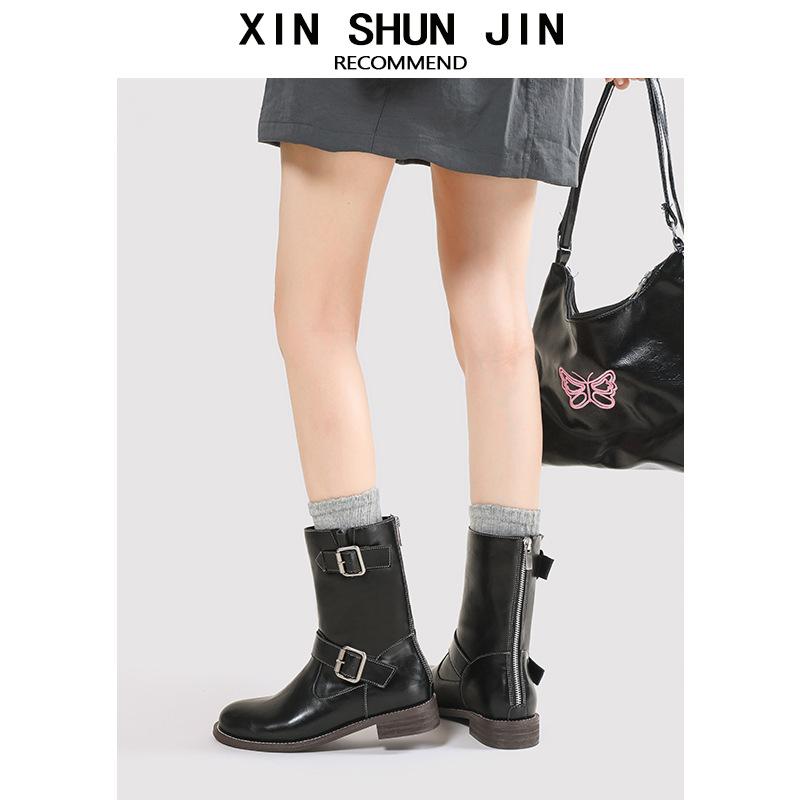 Platform British Martin Boots Women's Boots Autumn 2025 New Short Boots Western Cowboy Boots Medium Knight Boots