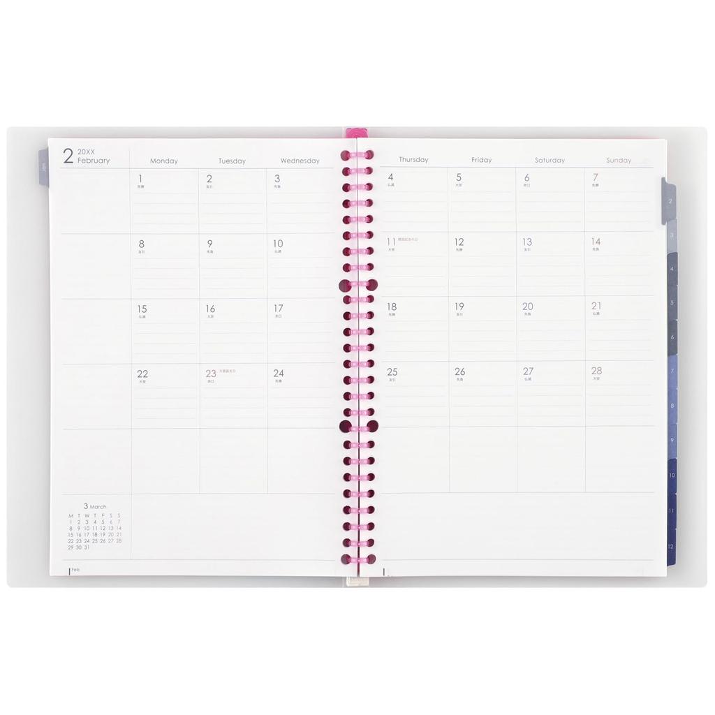 Maruman 2026 Notebook Starts January 2026 Planner, Diary, Monthly, 26-Hole, B5, Pink, FD43-26-08,