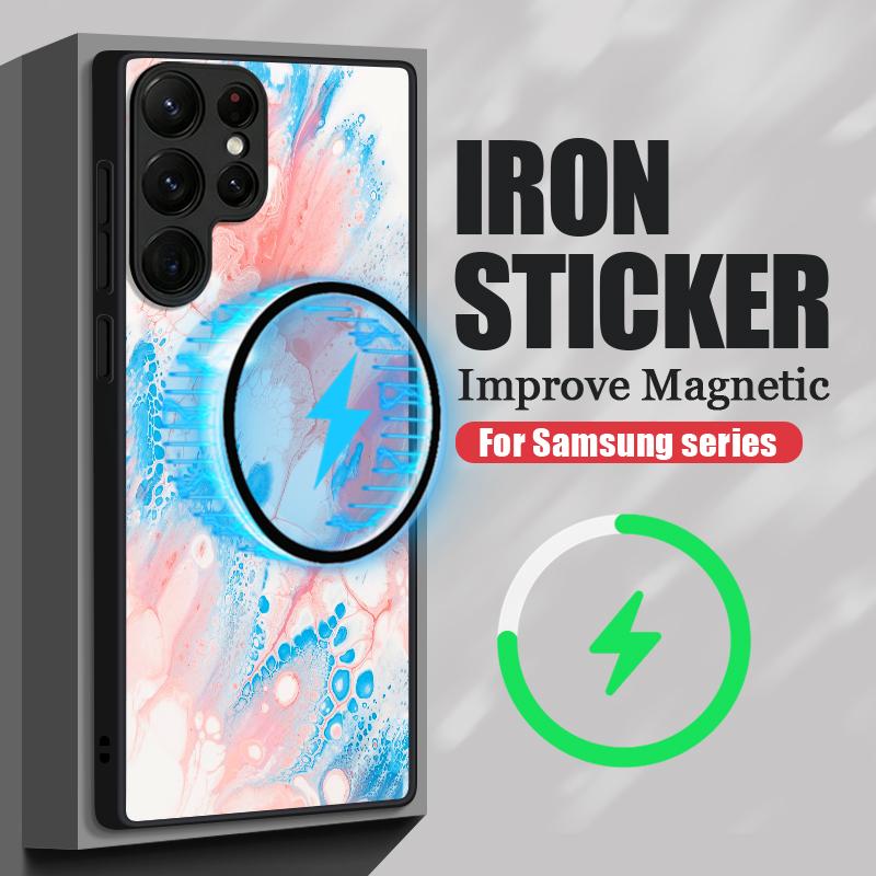 Thin Ring Magnetic Phone Case For Samsung Galaxy S26 Ultra S25 FE S24 S23 S22 Plus S21 FE Watercolor Marble Pattern Hybrid TPU+PC Matte Cover