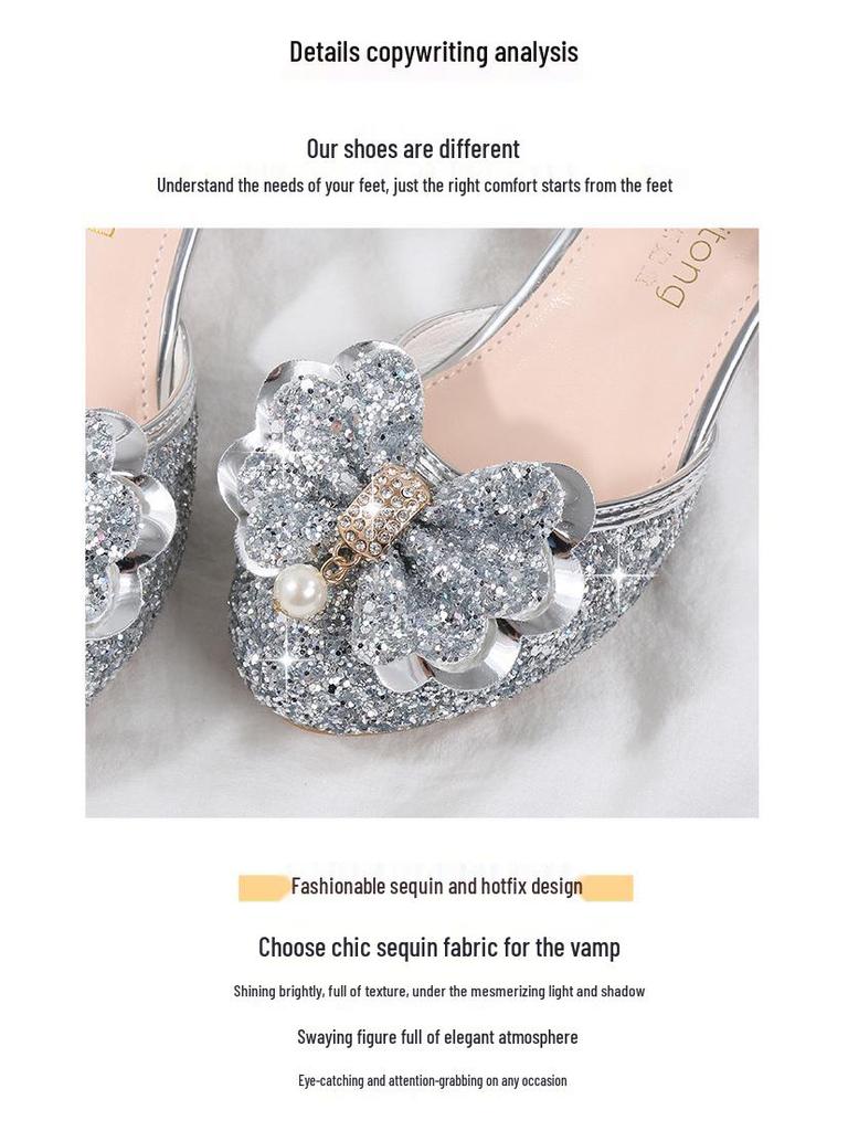 Girls' Golden Princess Shoes: Non-slip, Breathable Korean Style Sandals for Summer.