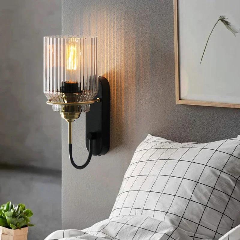 American retro industrial style LED wall lamp Nordic light luxury bedroom glass wall lamp Bedside corridor mirror Front light