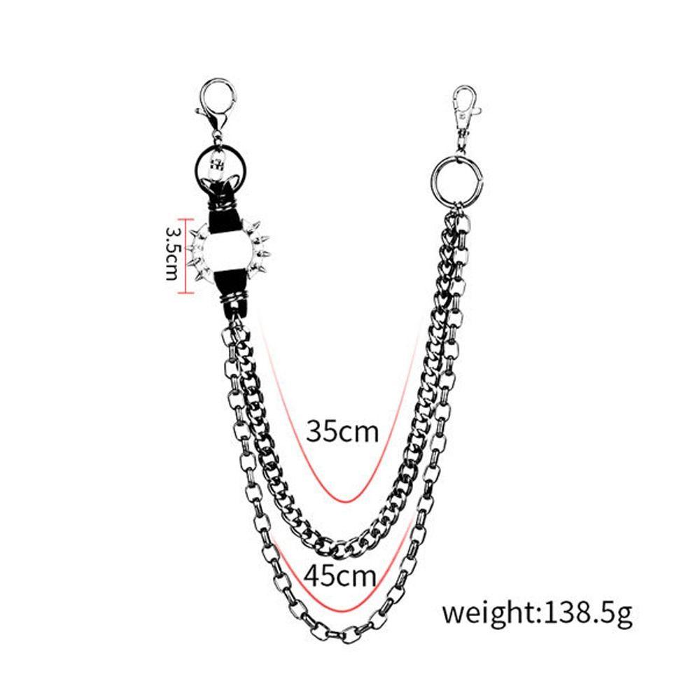 Y2KRetro Layered Pendant Pant Chain Women Man Keychains for Egirl eBoy Harajuku Metal Punk Rock Hip Hop Waist Chain Wallet Chain