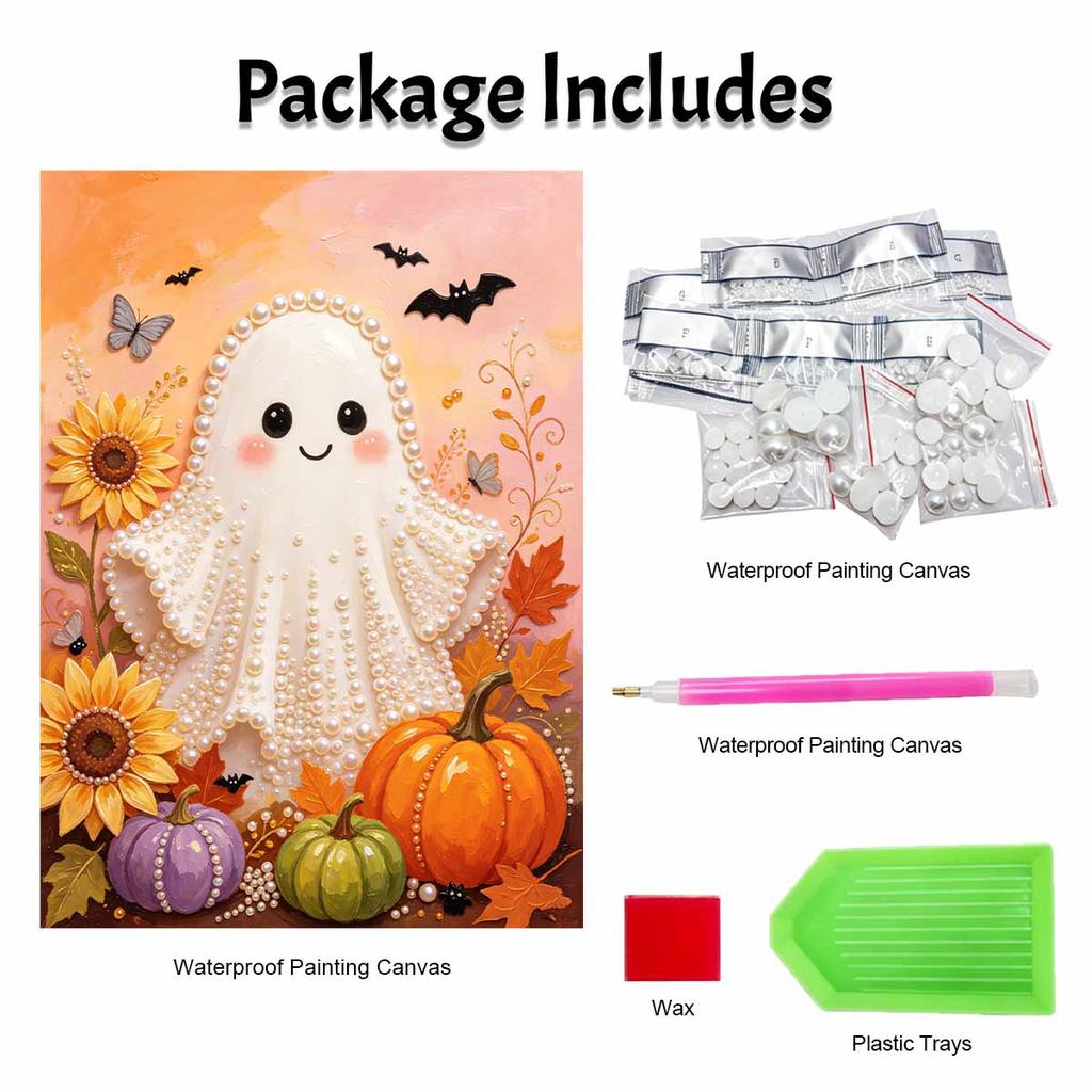 Halloween Pearl Painting Art Kit Cute Ghost Sunflower Pumpkin Handmade Diy Home Decorations