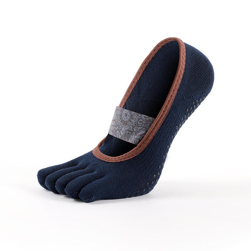 MEIKAN Women s Non-Slip Cotton Five-Toe Yoga Socks for Dance, Pilates, and Practice Women s Size (35-38) синий