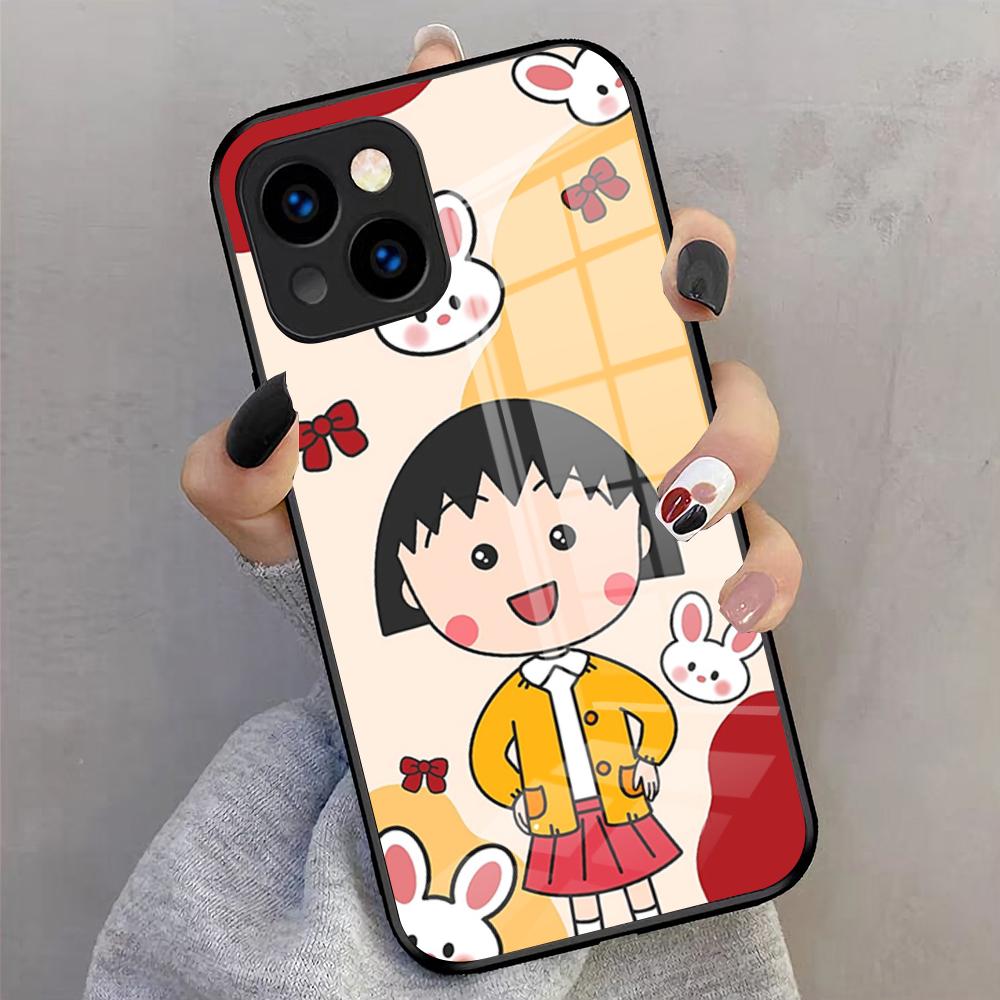 Anime Maruko-chan Phone Case For IPhone 17 Pro Max 16 15 14 Pro Max 13 11 X Xs Xr 8 7Plus Glass Cover