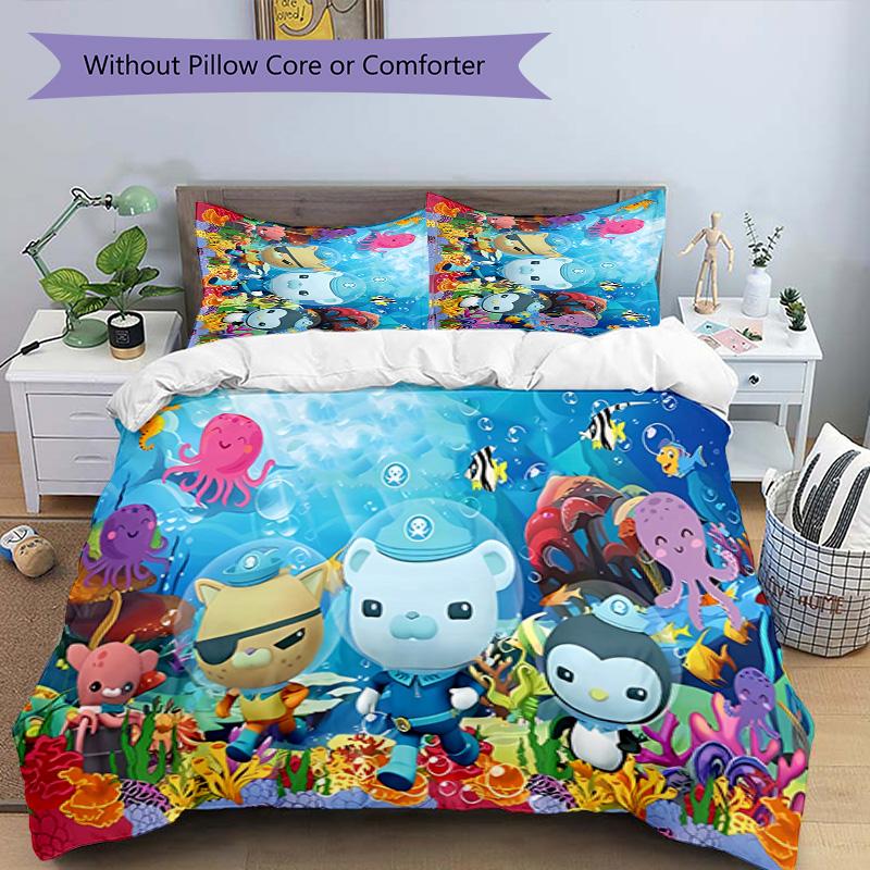 3pcs The Octonauts3 pattern bedding set duvet cover set includes duvet cover &pillowcases, perfect all season bedroom decoration & gift