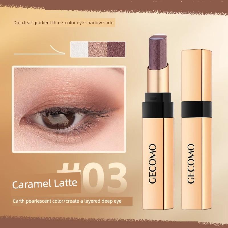 Official Genuine Goods Lazy Three-Color Eyeshadow Stick Gradient Non-Flying Powder Lying Silkworm Pen Highlight Waterproof Non-Makeup Suitable for