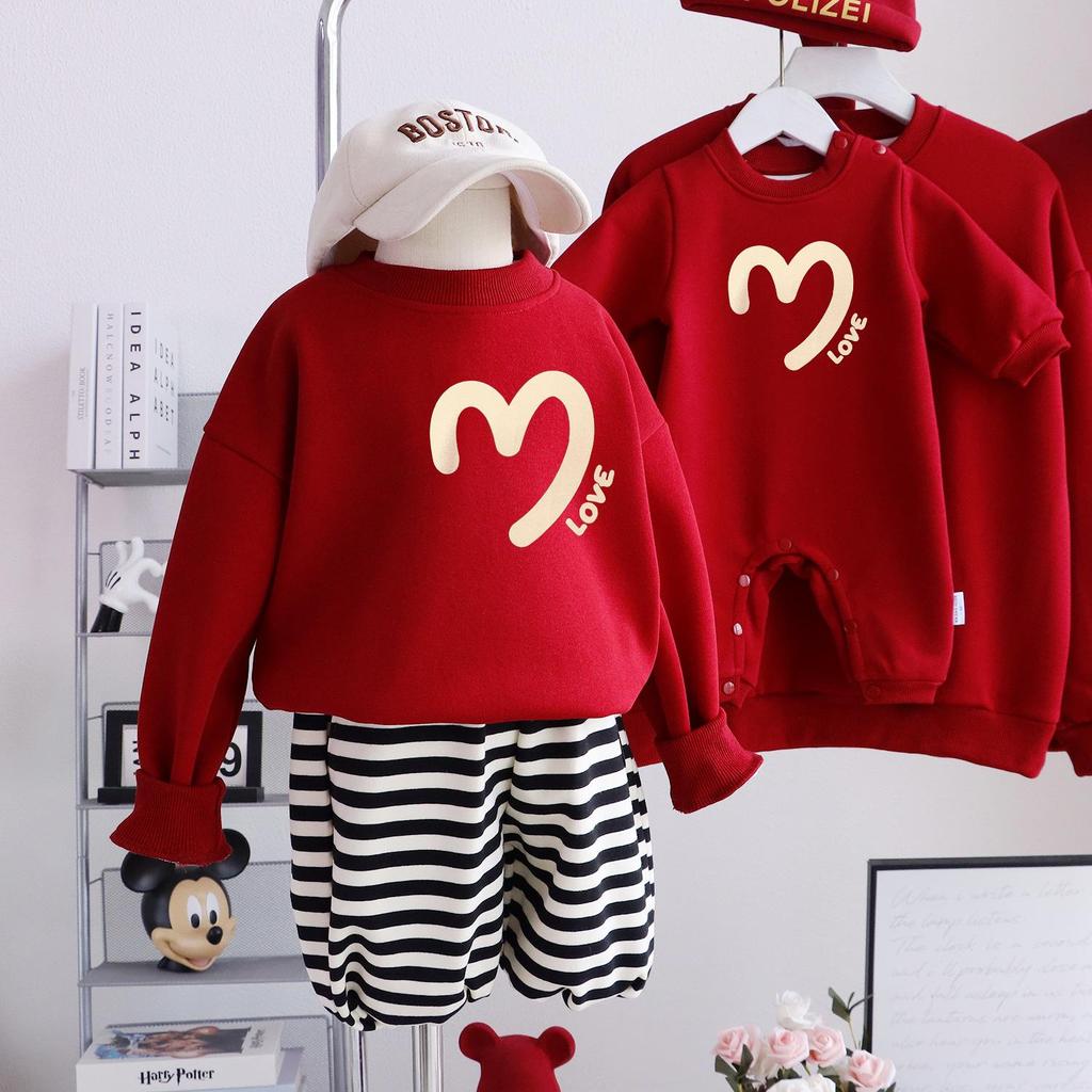 100-Day Celebration Family Matching Velvet Hoodie & Bodysuit Set for Winter 2025
