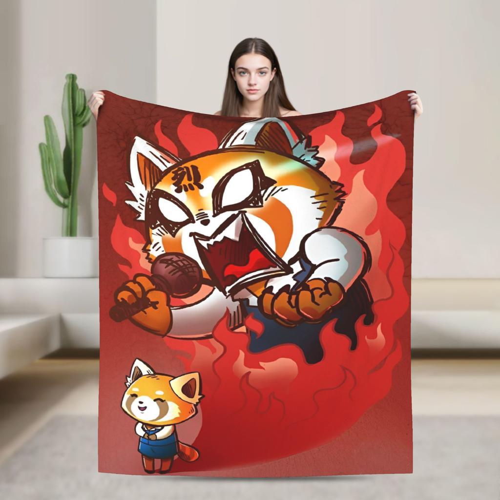 Cartoon Cute Aggretsuko Graffiti  Blanket Quality Warm Soft  Bedding Throws Winter Picnic Couch Chair Sofa Bed Graphic Bedspread