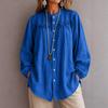 Women's Fall Long Sleeve Blouse with Embroidery and Cutout, Round Neck Loose Fit Casual Shirt