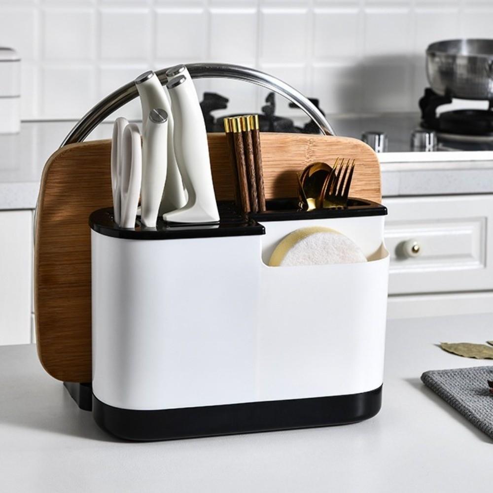Large Capacity Multi Kitchen Cutlery Holder Space Saving Integrated Drainer Organizer Household