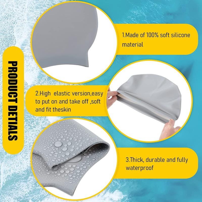 Swimming Cap Silicone Women Men Waterproof Plus Size Colorful Adult Long Hair Sports High Elastic Adults Swim Pool Hat