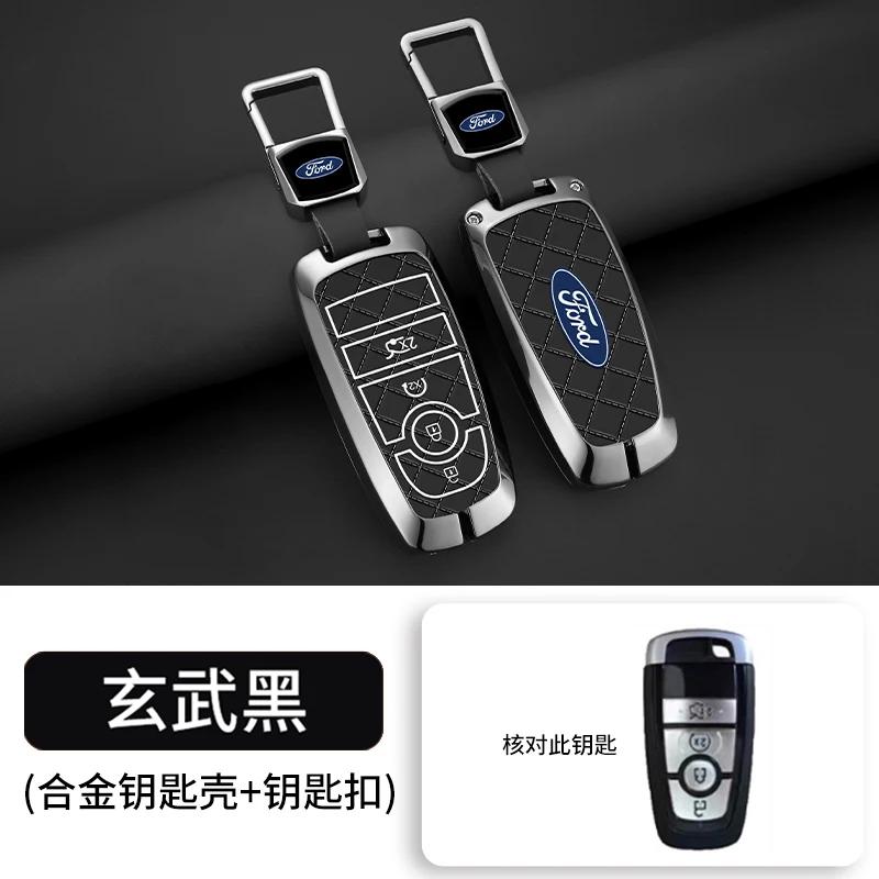 Autoaufkleber Ford Zinklegierung Leder Auto Fernbedienung Schlüsselhülle Abdeckung Fob Schale Für Ford Fusion Mondeo Mustang Edge Expedition EXplorer