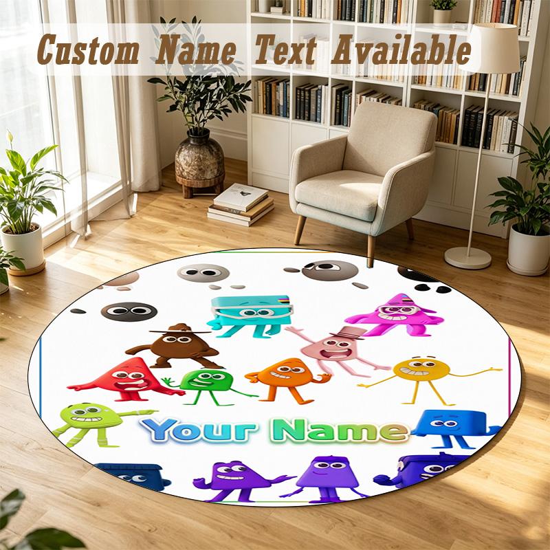 Round Rug Custom NameAlphablocks Pattern Non Slip Carpet Home Floor Decor