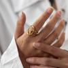 18K Gold Plated Open Adjustable Titanium Steel Ring For Women Fashion Minimalist Irregular Ring Daily Wear Jewelry Accessories