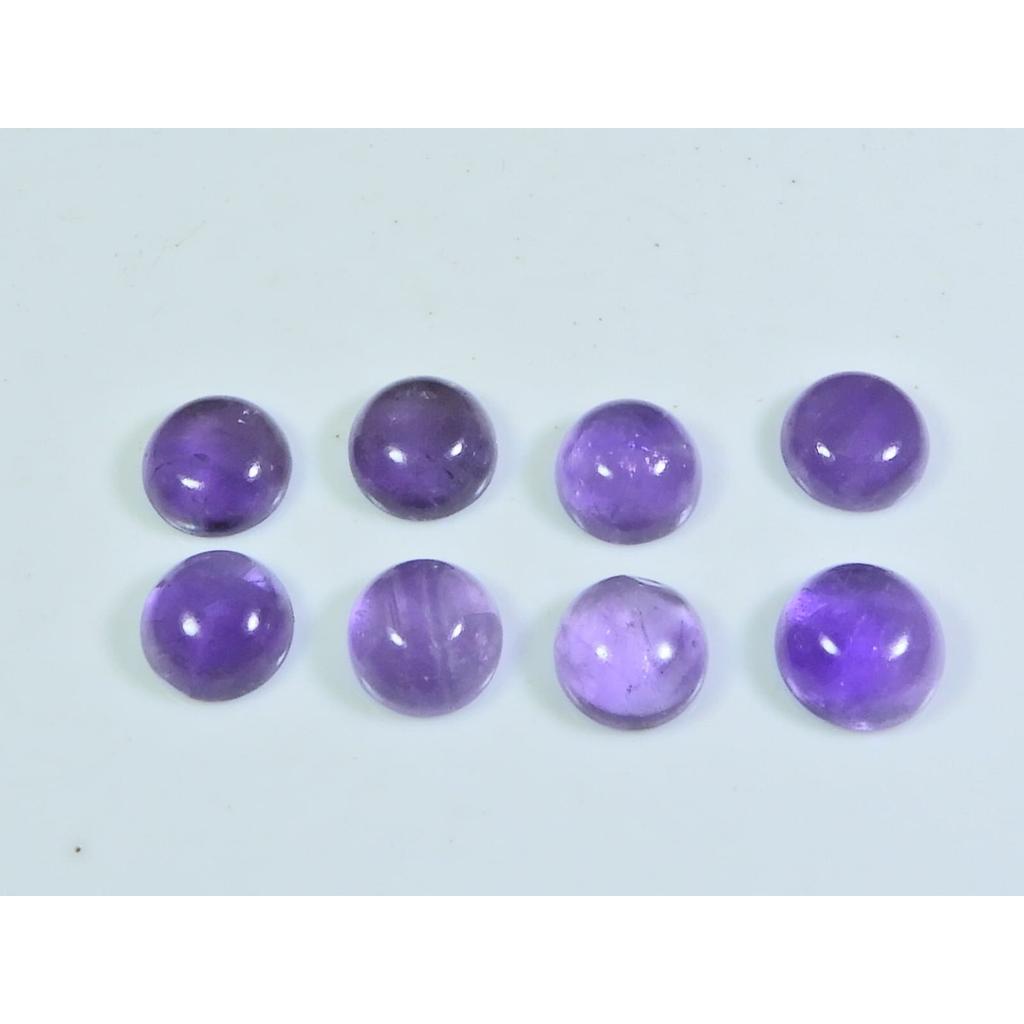 9MM Natural Amethst Ring Size Round Cabochon Loose Gemstone 8Pcs Lot 24Cts. A-441