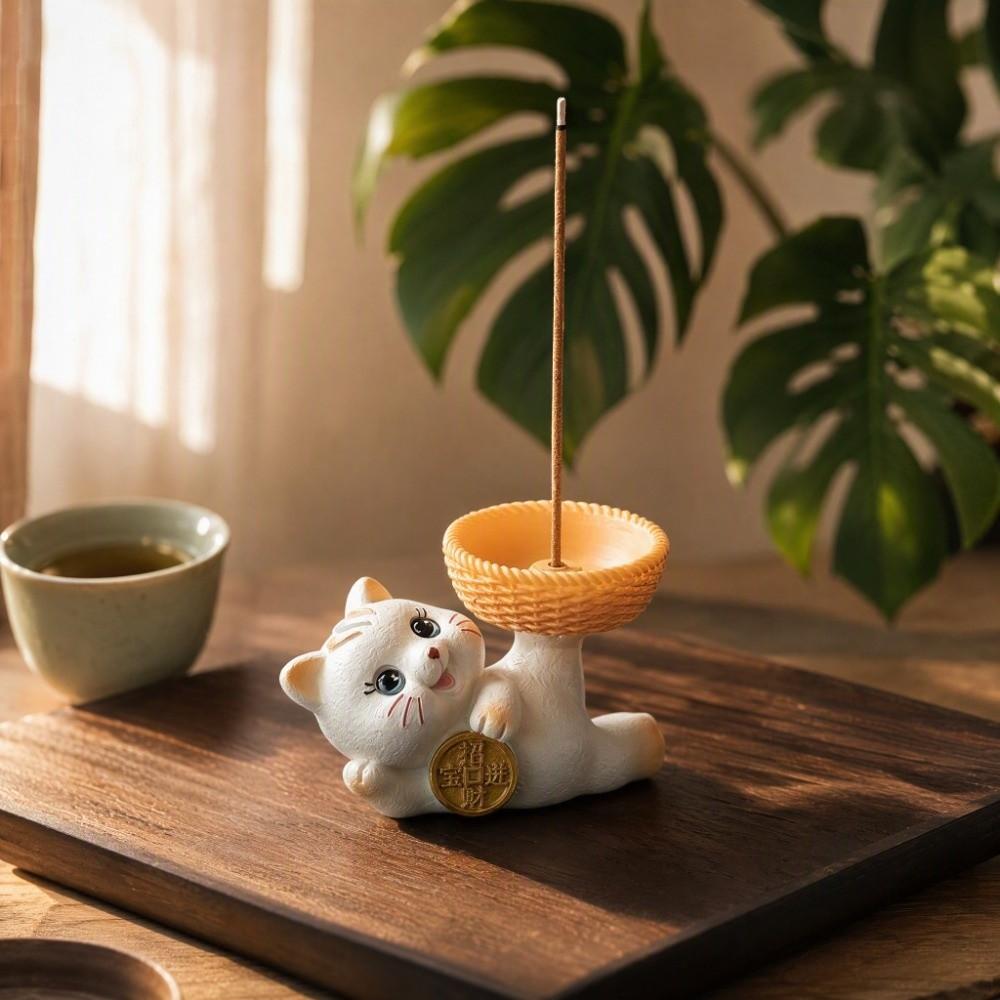 Cartoon Good Lucky Cat Cat Tabletop Incense Base Sleep Aid Incense Stick Burner Relaxation