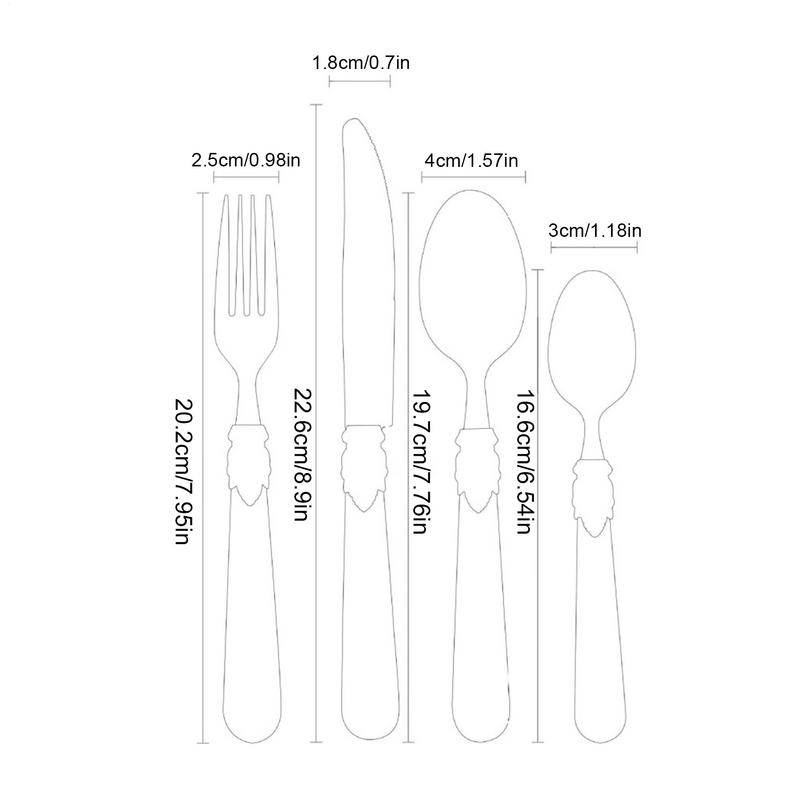 Vintage Dinnerware Set Stainless Steel Silver Flatware Knife Fork and Spoon Serving Utensils Set high-end retro acrylic