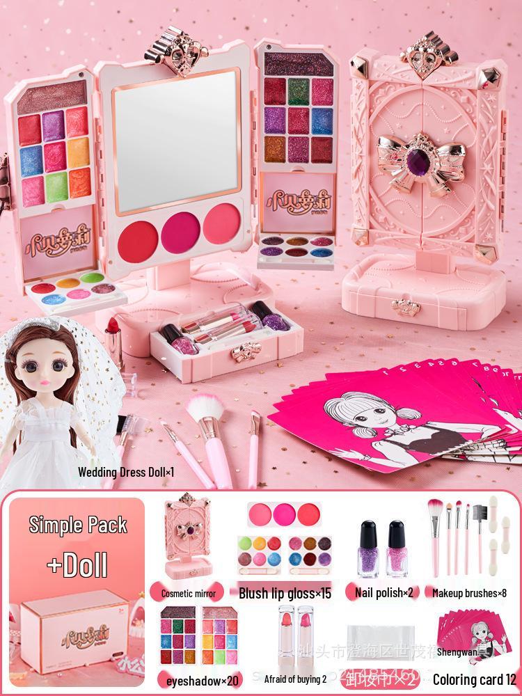 Non-Toxic Kids' Makeup Set: Princess Dressing Table & Simulation Playhouse Gift for Girls