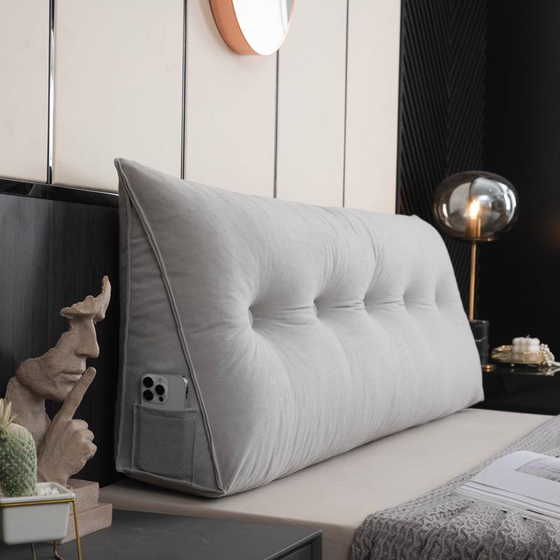 Chenille Headboard Cushion, Double Lumbar Support Pillow, Removable & Washable Backrest